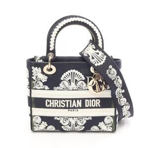 Christian Dior Lady D Lite Cornely Embroidered Canvas Shoulder Bag Blue White